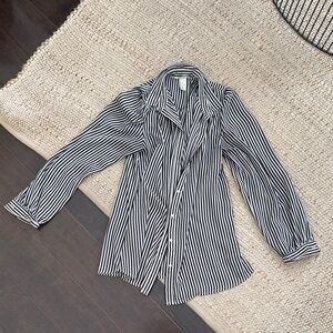 H&M Black and White Vertical Stripe Button-Down Shirt